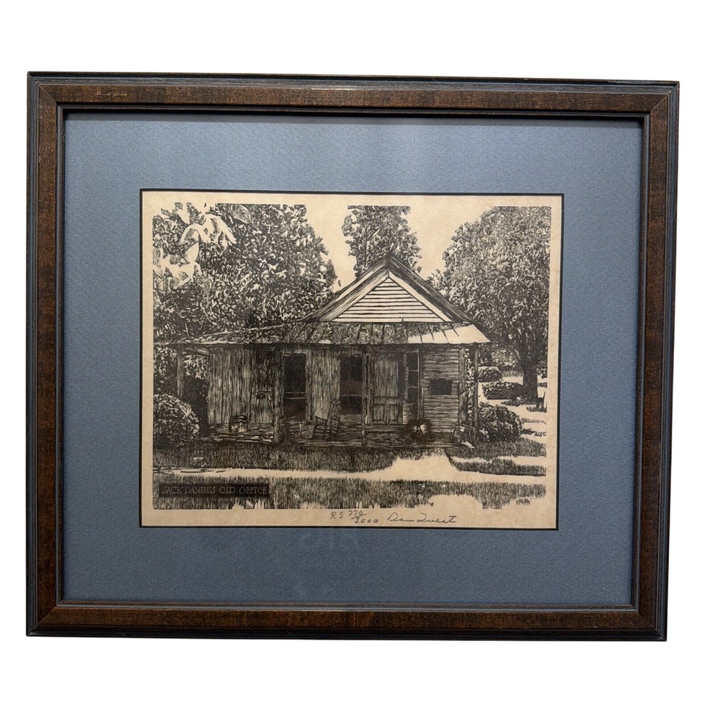 Vintage Jack Daniel's "Old Office" Art‎ Signed And Numbered Dan Quest Woodcut